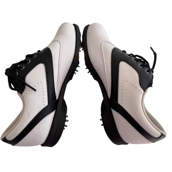 Vintage FootJoy eComfort Golf Shoes Women's 7W Softspikes Black White Leather - Picture 6 of 12